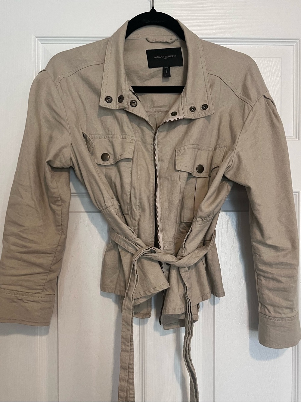 Banana Republic Women's Light Beige Tie-Waist Utility Jacket